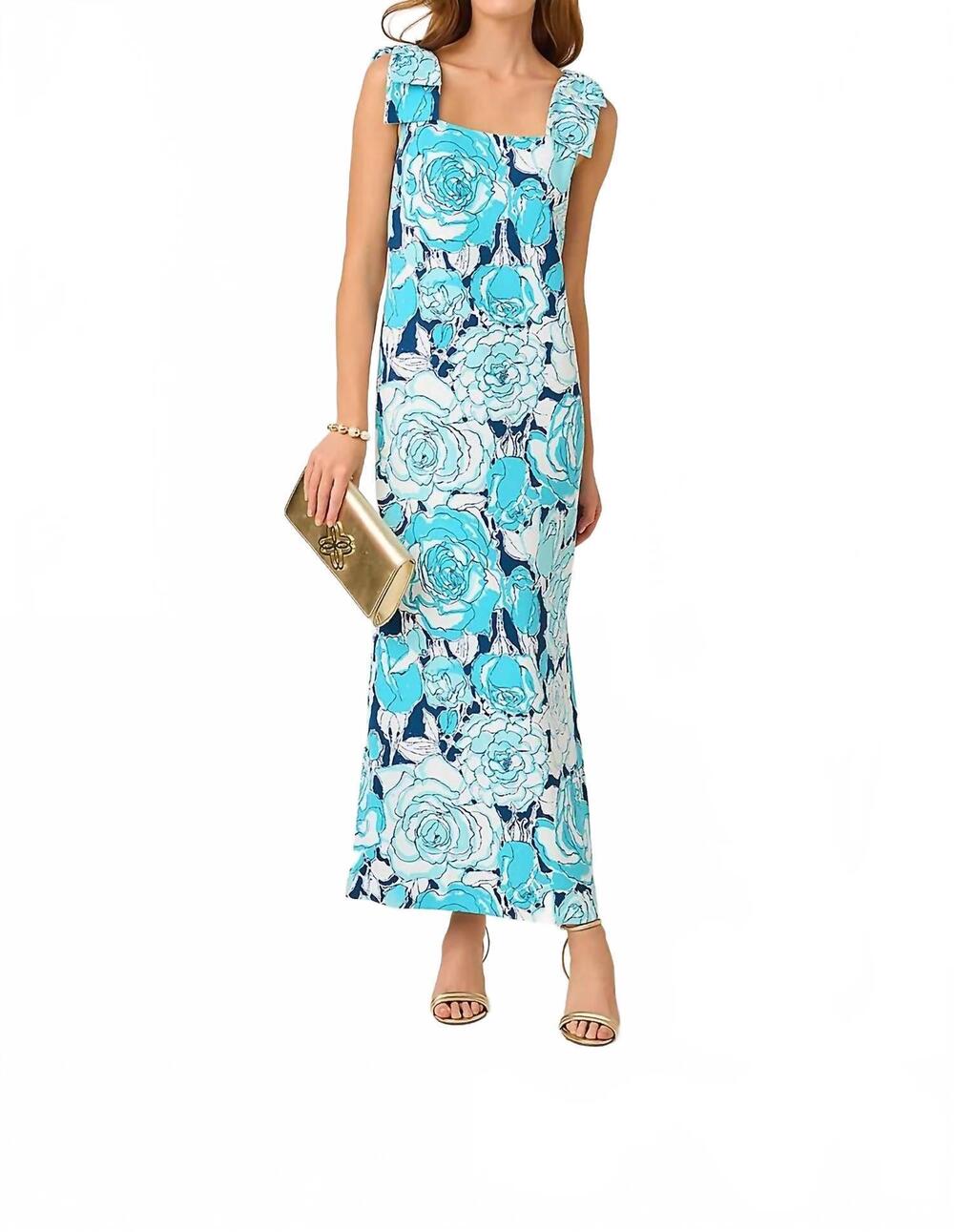 NEW LILLY PULITZER women's bernice maxi dress in capri blue rosanna